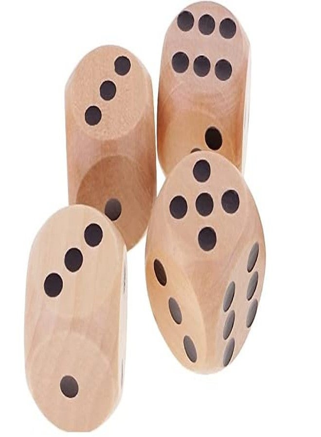 موريل مجموعة موريل من 4 مكعبات خشبية كبيرة 3.5 سم بنقاط سوداء اللون - للعب لعبة السلم والثعبان، لودو، جينغا، حفلات الحانات، النزهات، ألعاب العمل، ملحقات ألعاب الطاولة. - Image 1